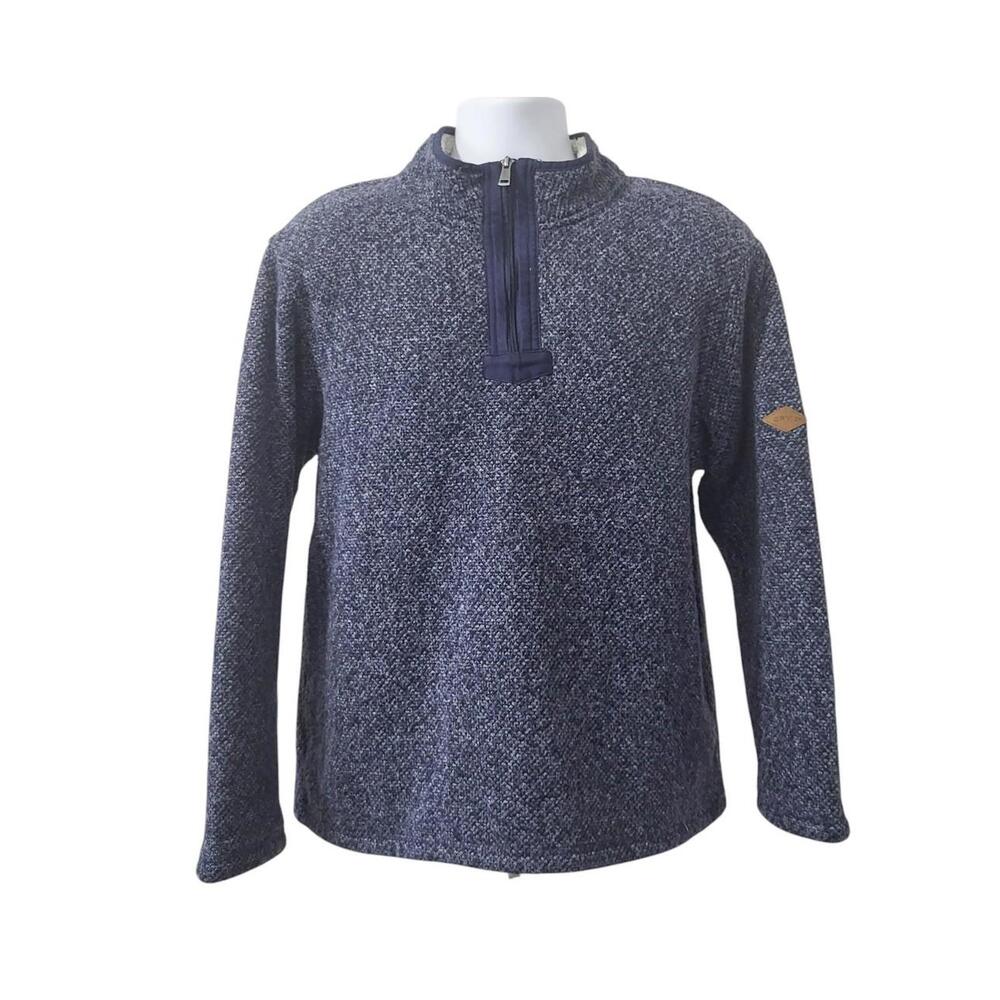 Orvis Brighton Sherpa Lined Pullover Mens Size Large 1/4 Zip Sweater Blue